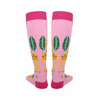 Kids Pink Giraffe High Skating Socks